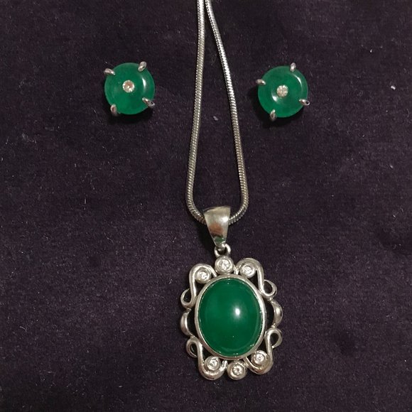 Chomel Jade Necklace and Earring Set - Picture 1 of 4